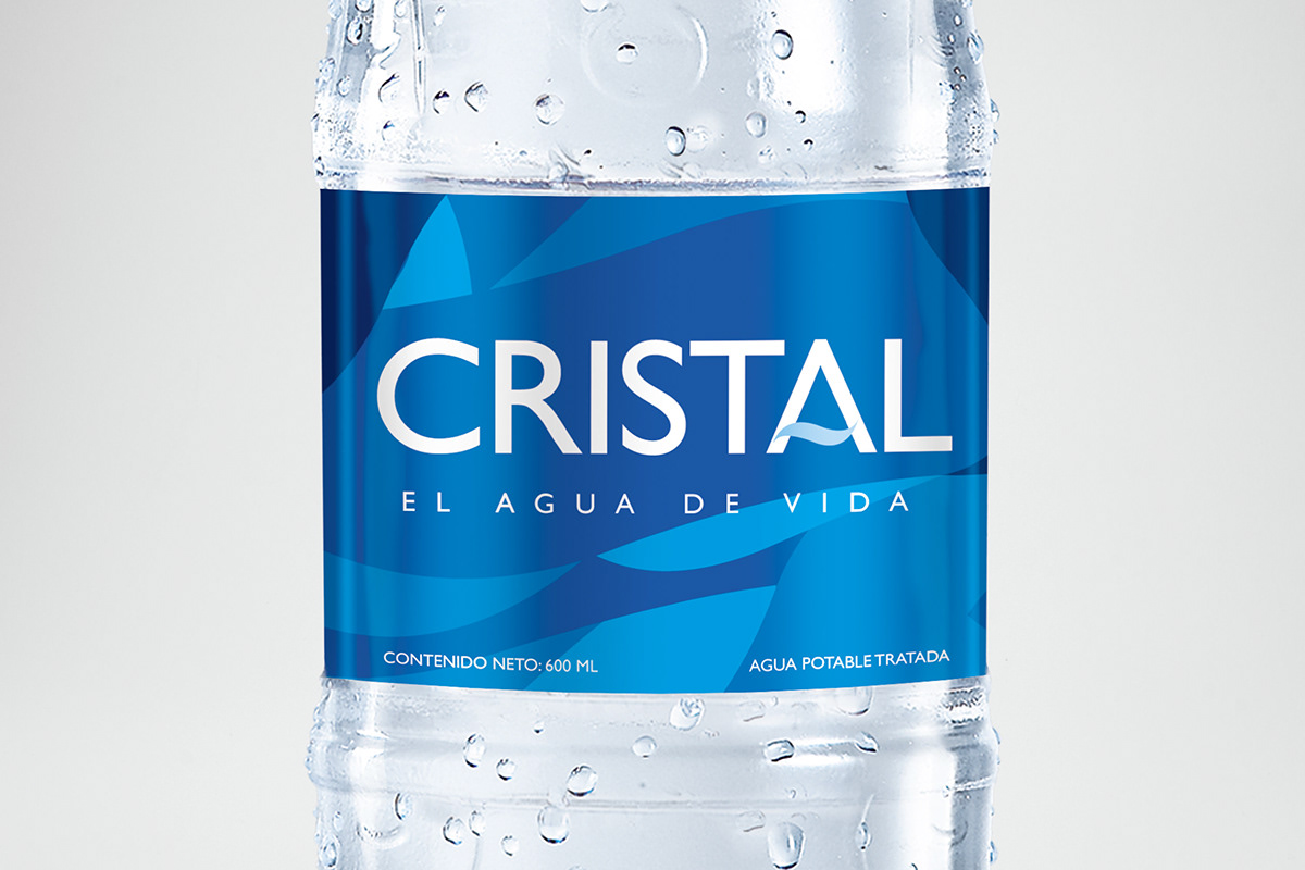 Label water logo desing blue bottle cristal