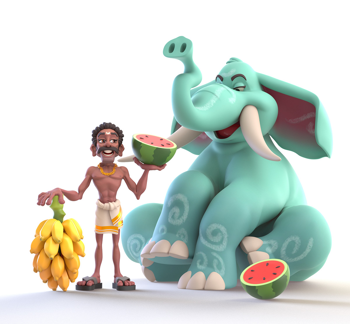 cartoon ILLUSTRATION  Behance 3D visualization kerala animals elephant colour Game Art