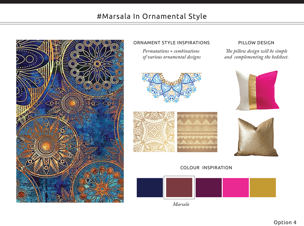 bedding conceptualisation moodboard marsala pantone graphicdesign