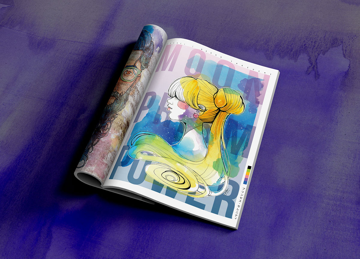sailor moon Princess watercolor anime Character hair