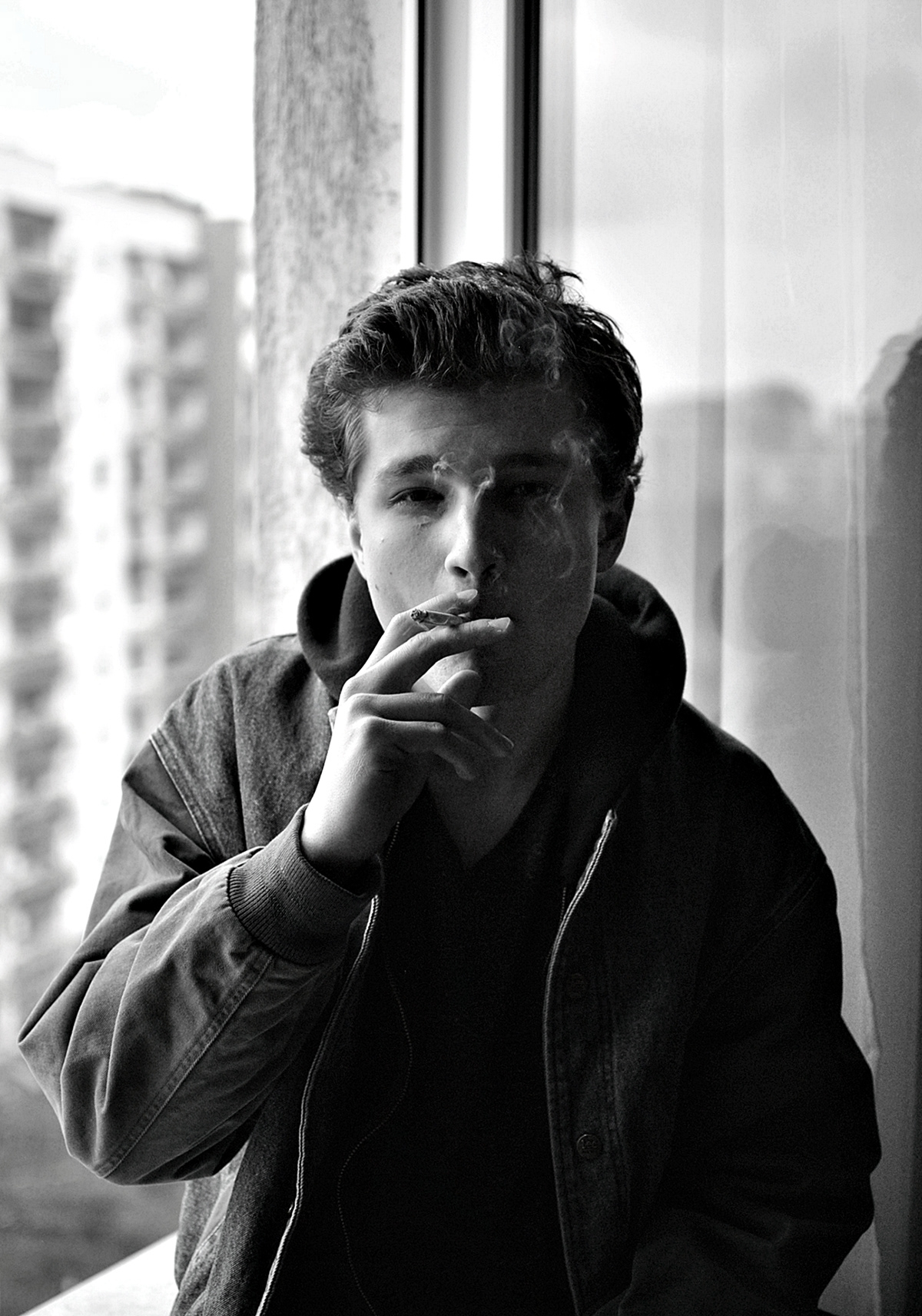 black and white cigarette man model Photography  portrait retouch smoke