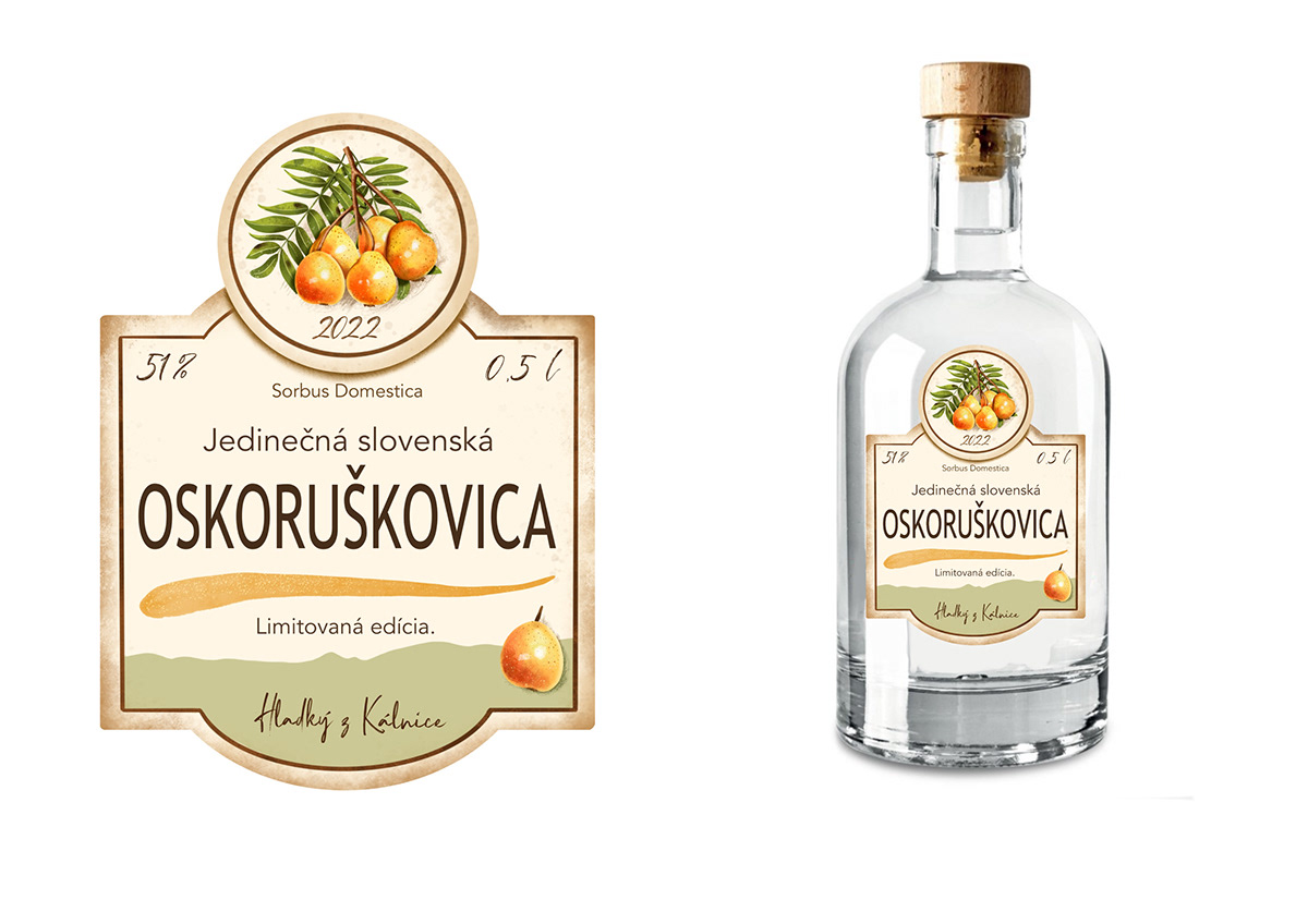 digital illustration Drawing  Fruit Packaging Procreate product design  vignette alcohol bottle