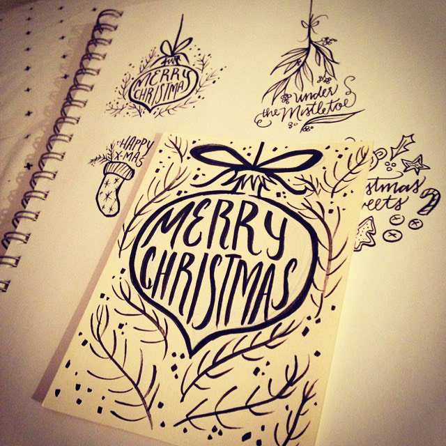 christmas card ink pen and ink reindeer greeting card deer lauren magda 17DANDI line drawing ornament
