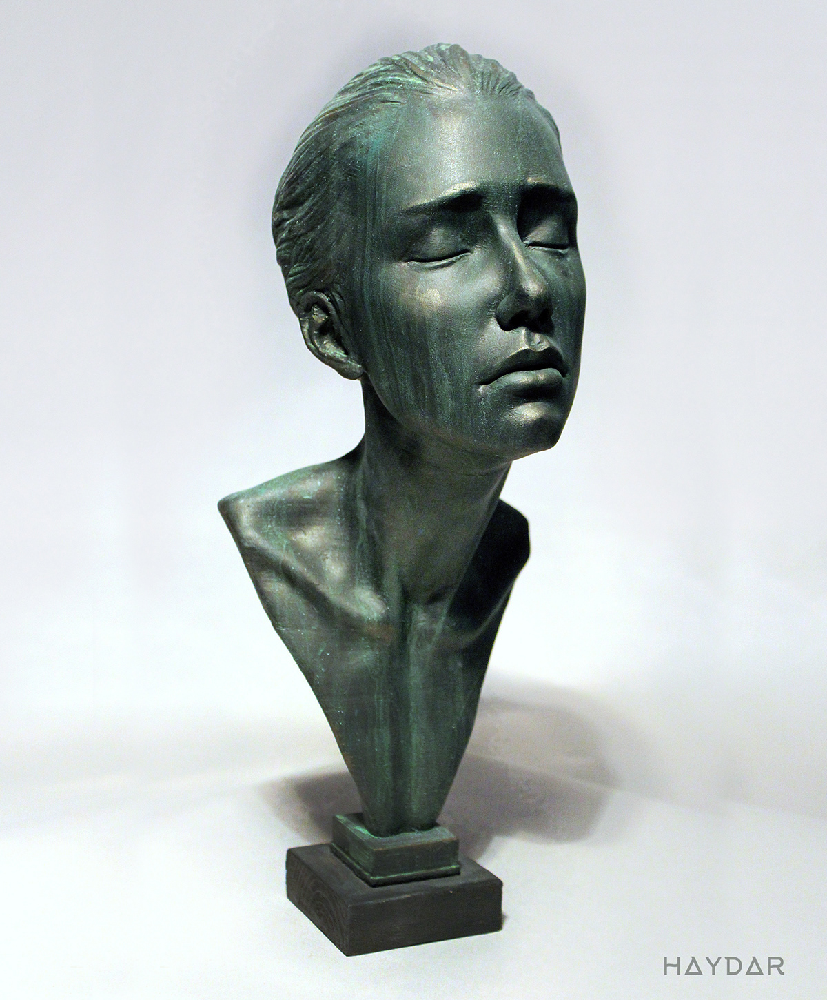 portrait sculpture 3D 3dprint girl bust bronze casting plastic Shadows