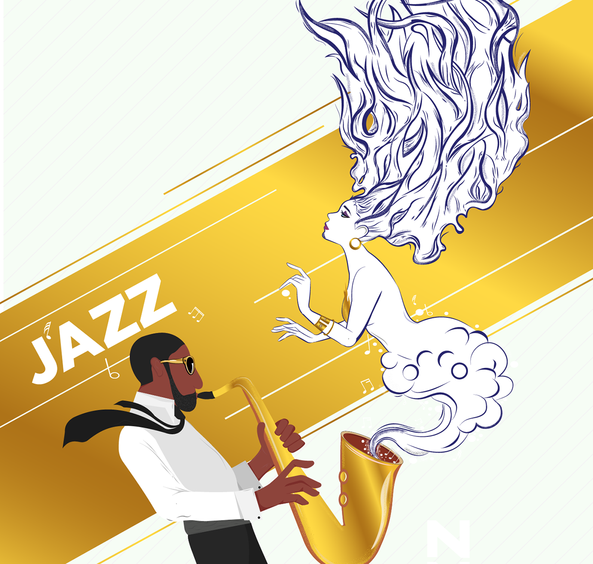 illustracion musica ritmo saxofon