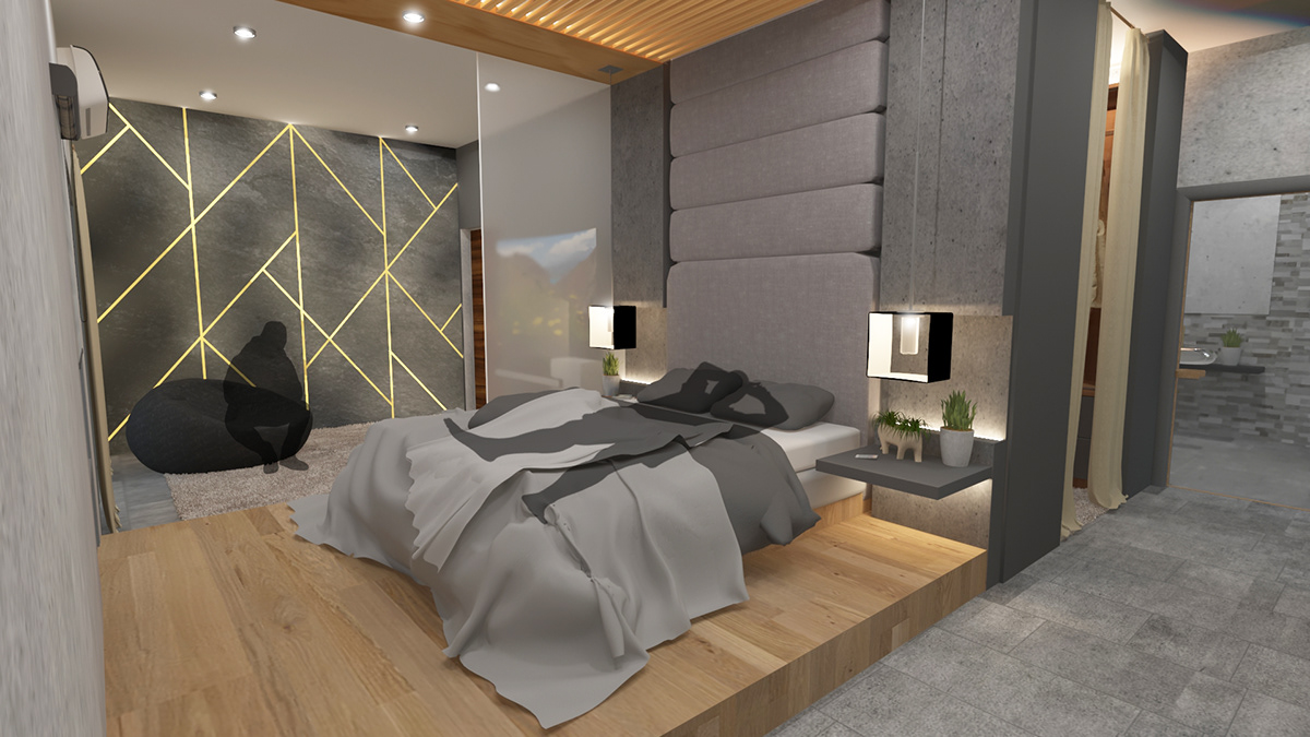 Interior interior design  3D Rendering butterfly effect Residential Design