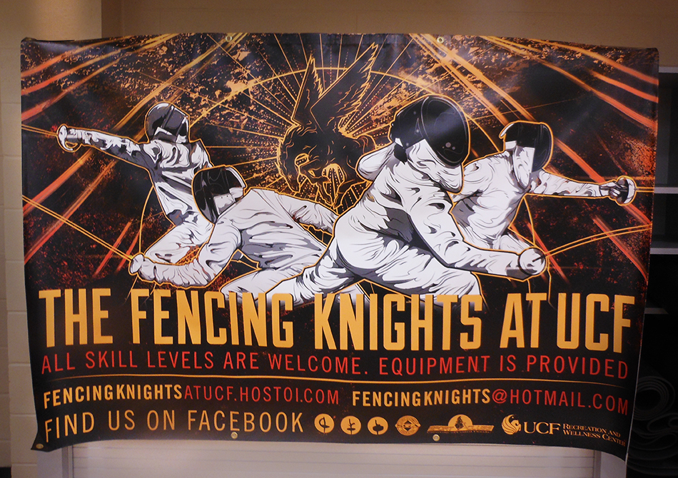 fencing knights ucf University Central Florida fire Swords fencers Gutierrez graphic black dynamic rex