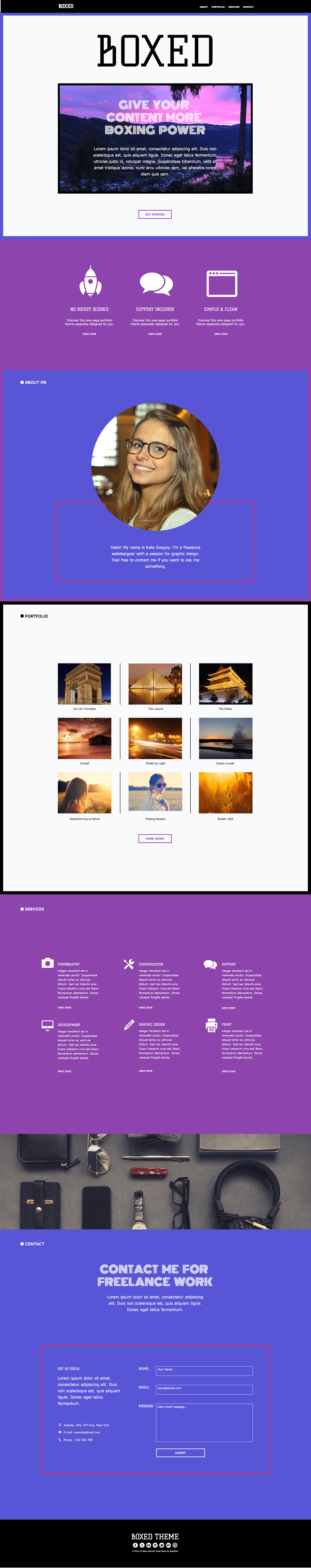 adobe muse bold box boxes cadre frame framework muse template muse theme One Page onepage Powerful purple stylewish