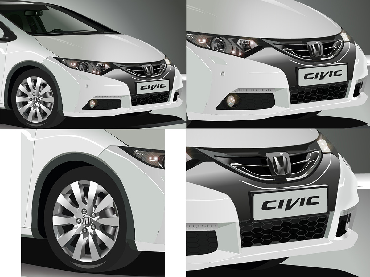 car Illustrator vectorisation Honda