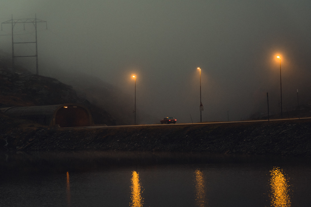 drive night car fog mountains road trip norway mood automobile
