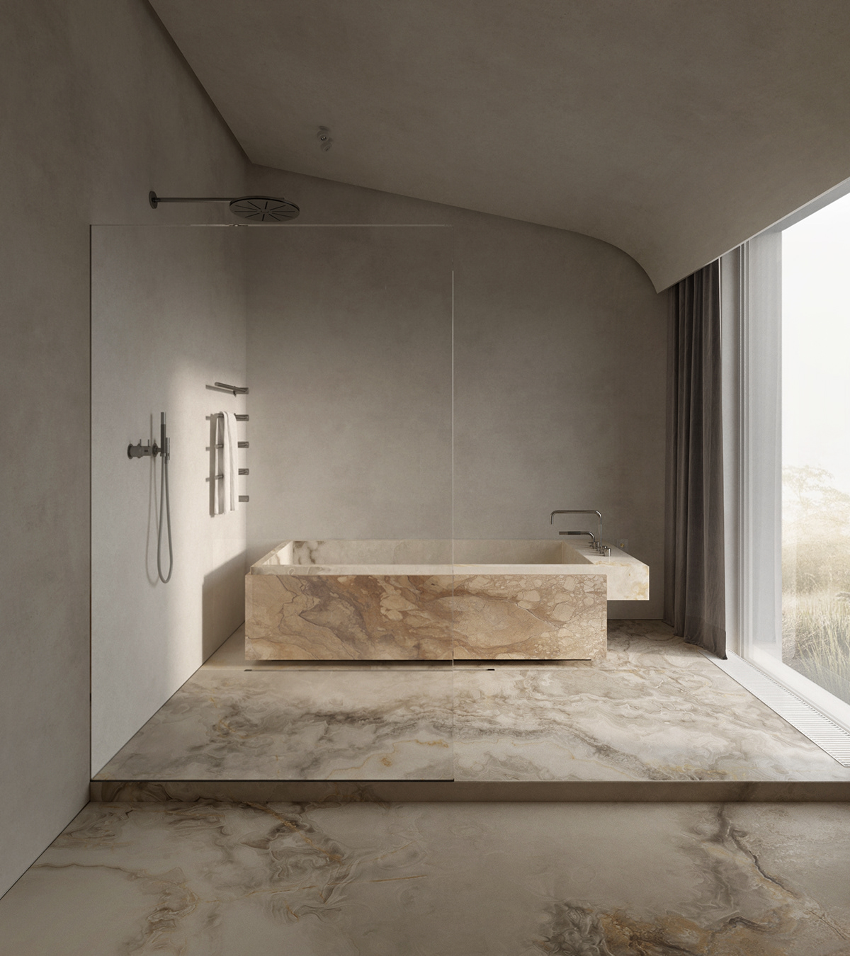 architecture bath beige curve house Interior Marble stone vola warmth