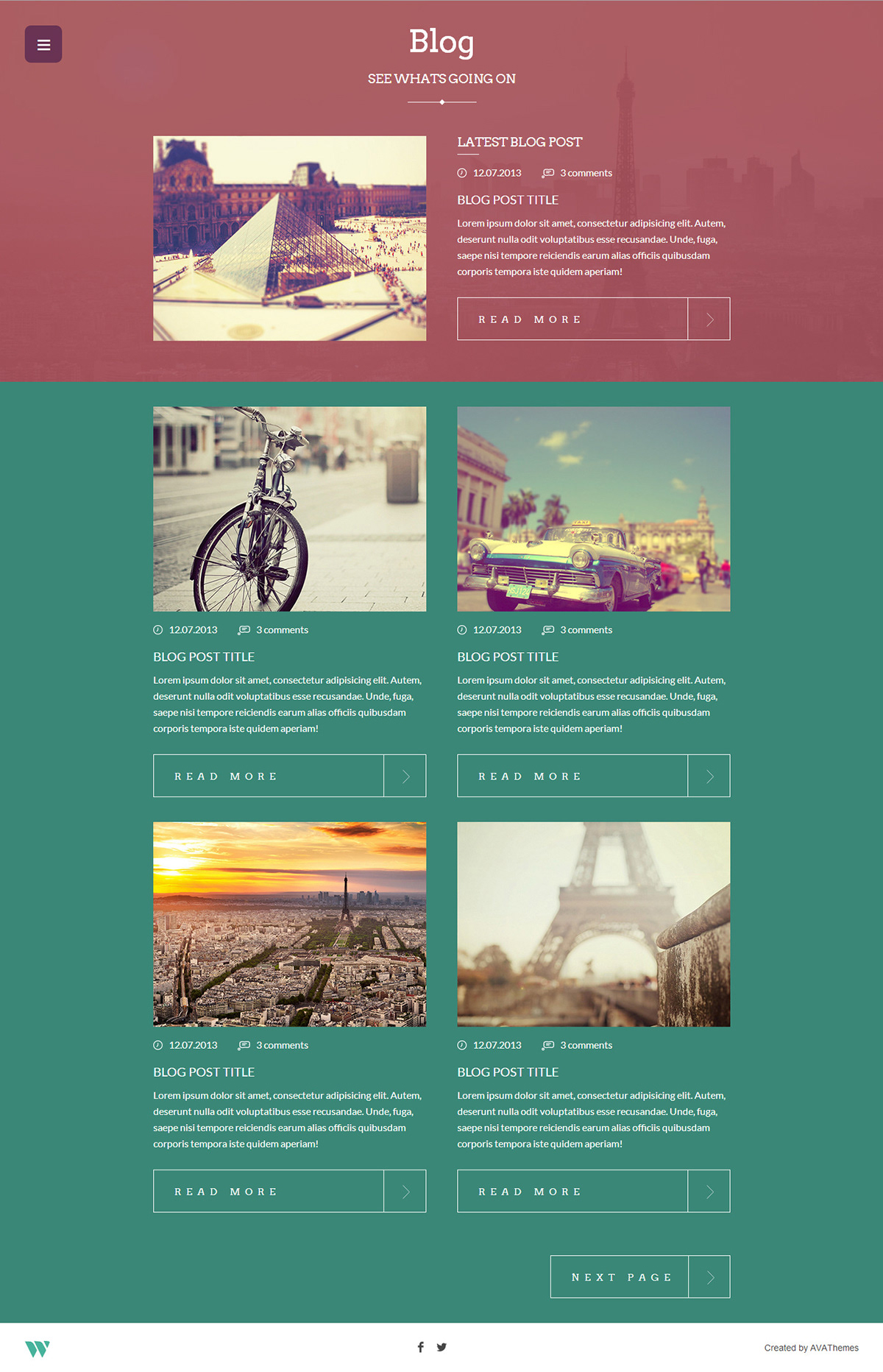 Website template site One Page Responsive creative flat portfolio flat design