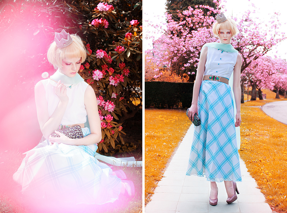 Editing  retoucher stylist wardrobe editorial girl blossom trees makeup hair cocomagazine