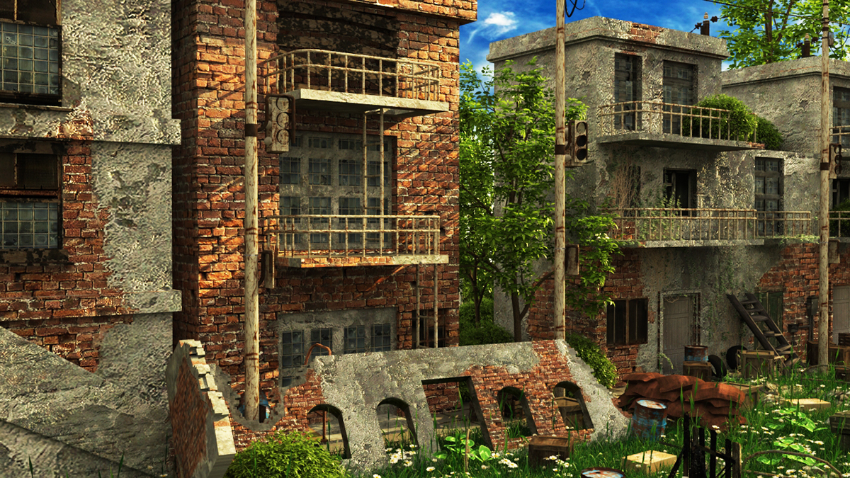 brick mansions LOW graphic art design interactive 3D Flash environment digital mansions brick Games