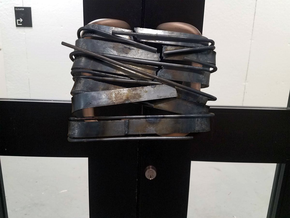 anxiety door emotion installation metal sculpture Site-specific welding