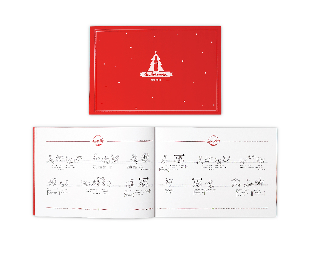 activation deaf Coca Cola The Coca Cola silent Carolers Ambient Christmas campaign typo Typeface Stationery sign language