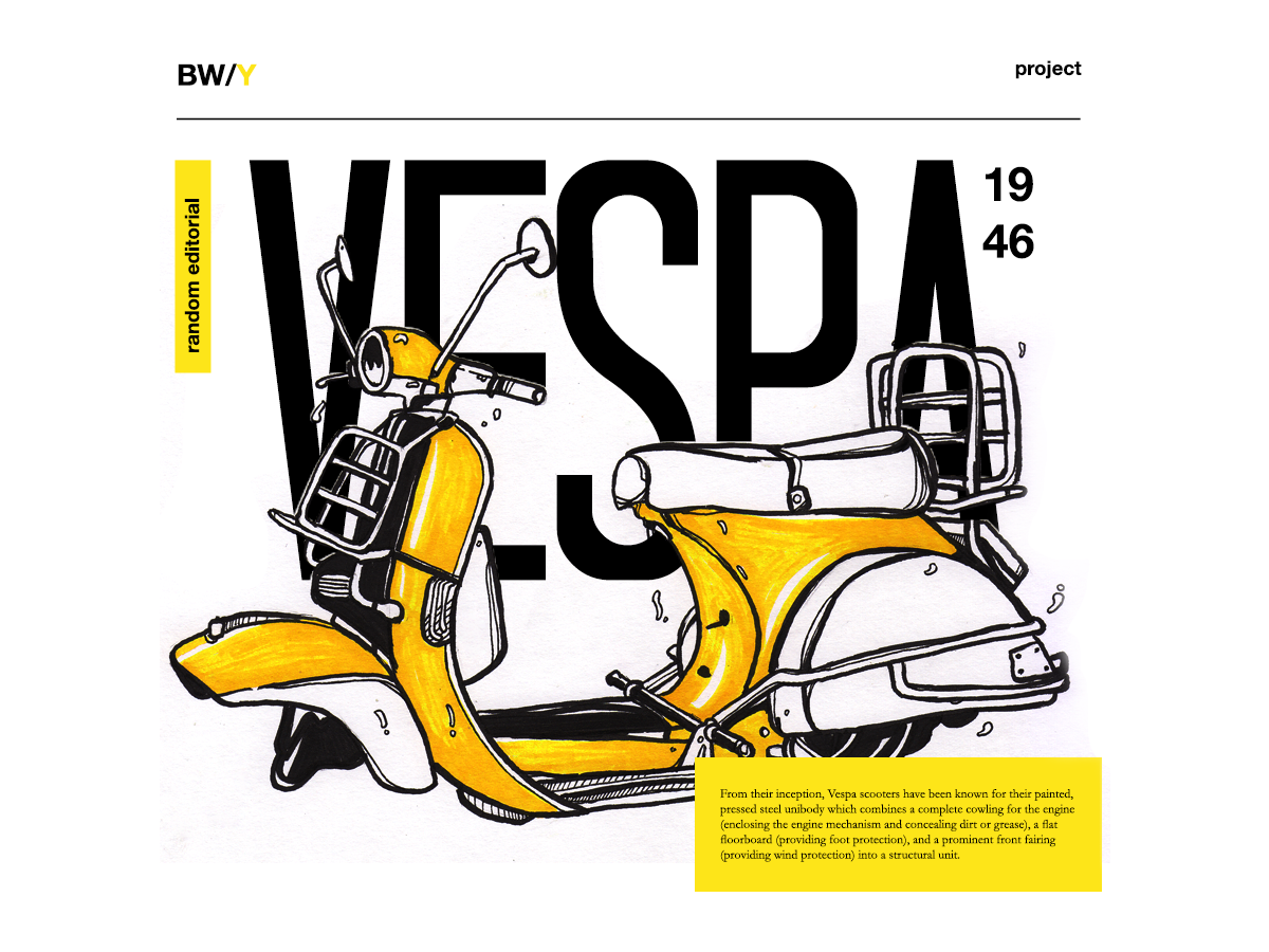design Layout Bike motorcycle Honda vespa PersonalWork yellow sketch random editorial Z50A c70 c50