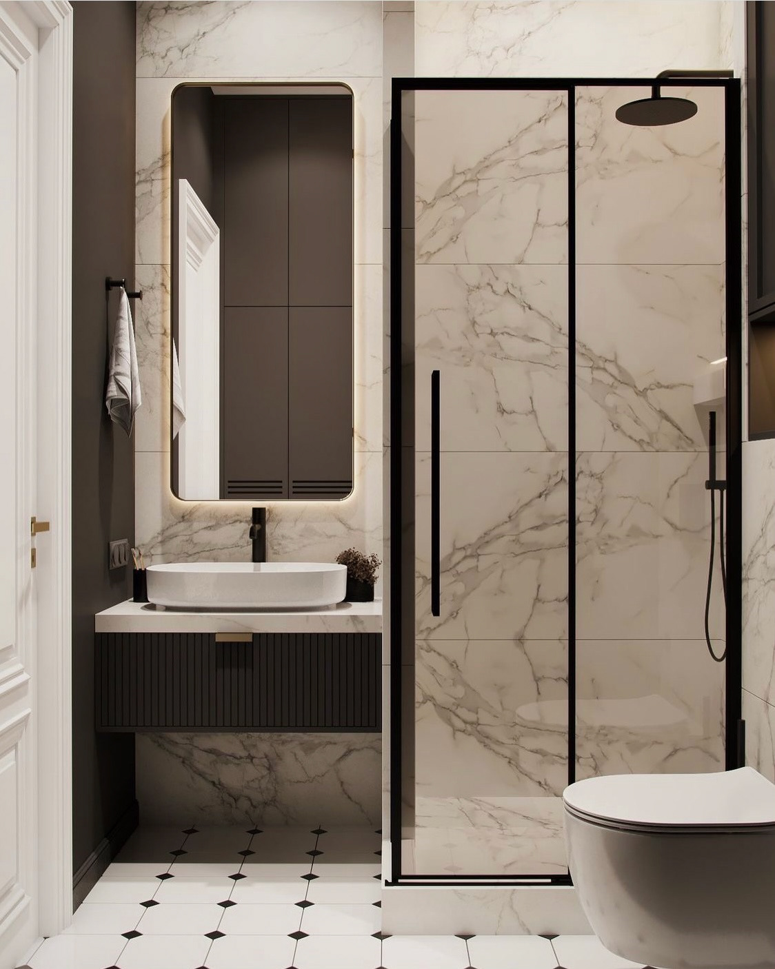 içmimar Render visualization ralph lauren bathroom Classic dubai Interior rendering