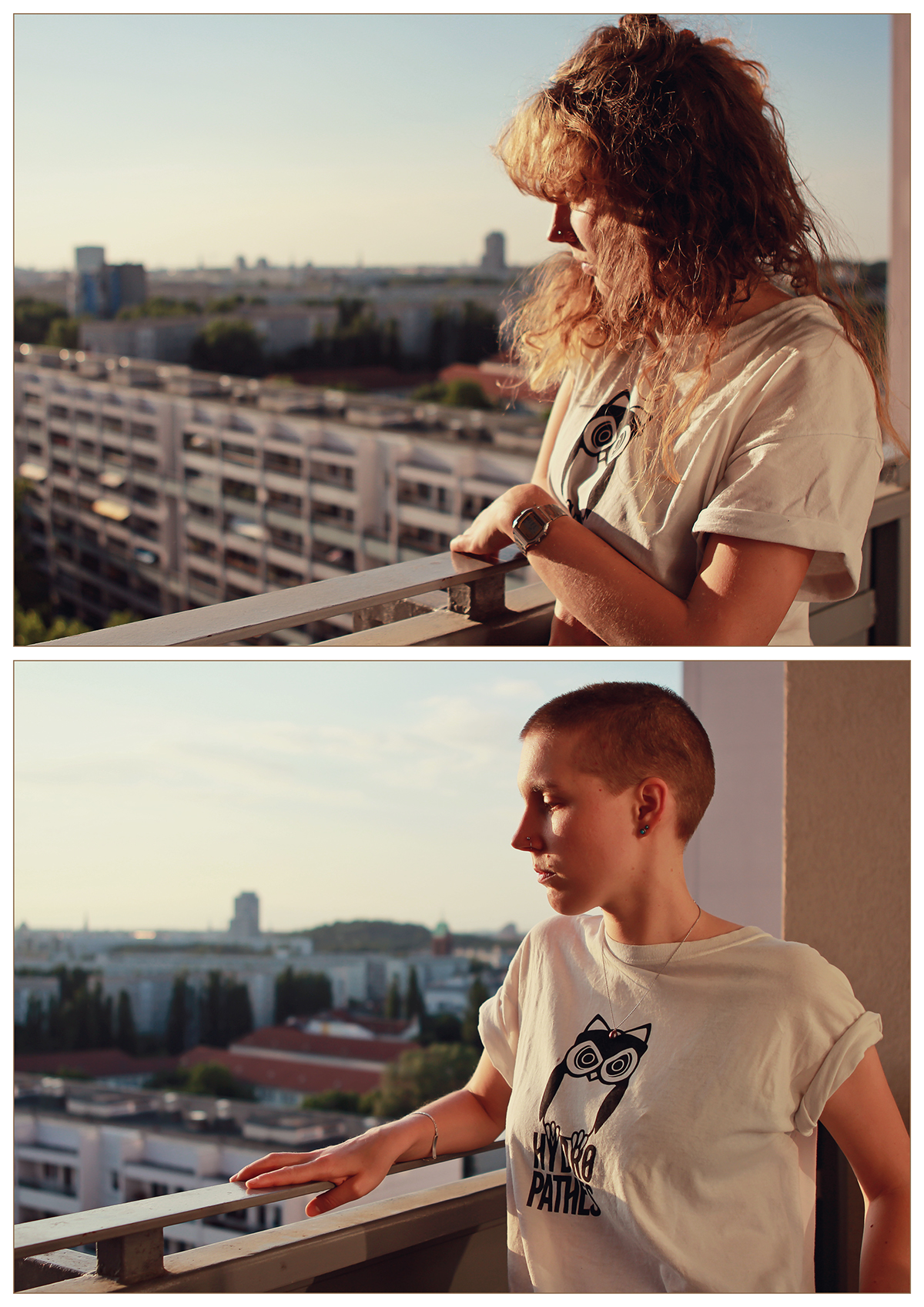 Before and After bald hair photosession haircut curly balcony model