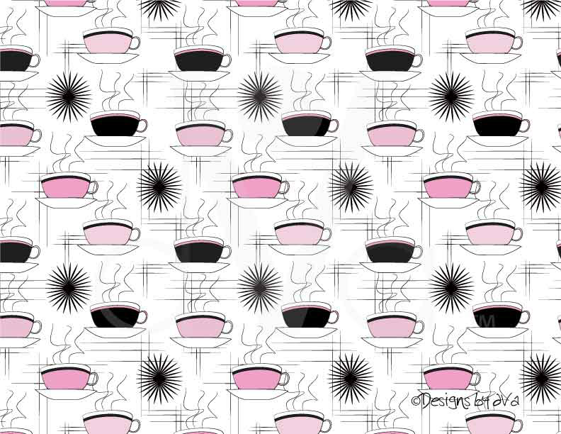 pattern textile repeating repeat pink black 50's fifties starburst nuclear surface fabric Stationery