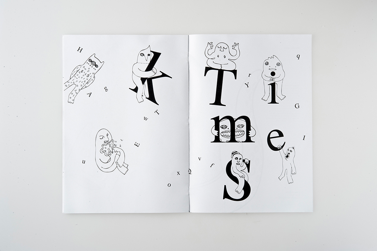 book times black White monsters a4 a6 font pattern hand made