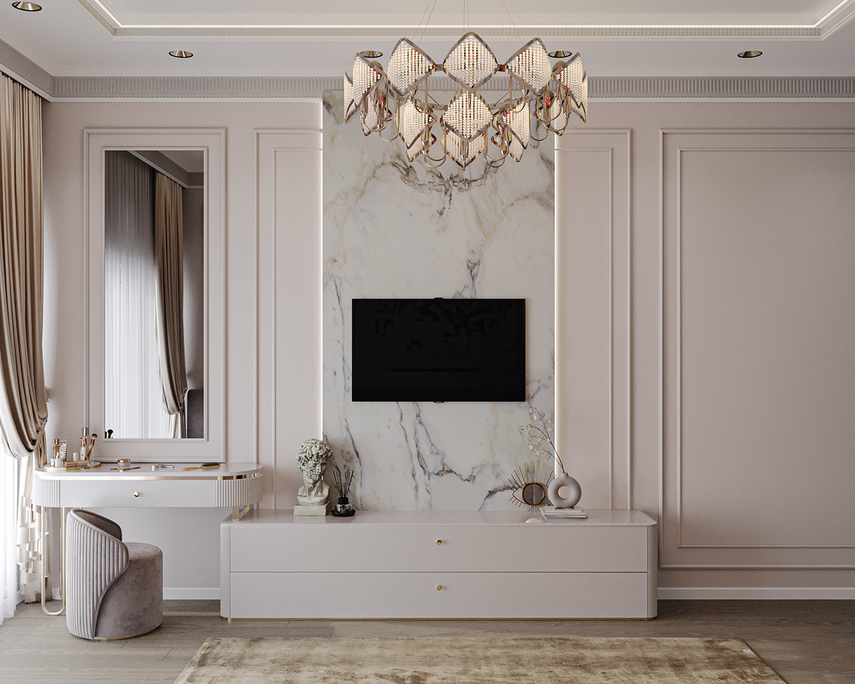 Classic elegant neoclassic Interior bedroom luxury modern interior design 