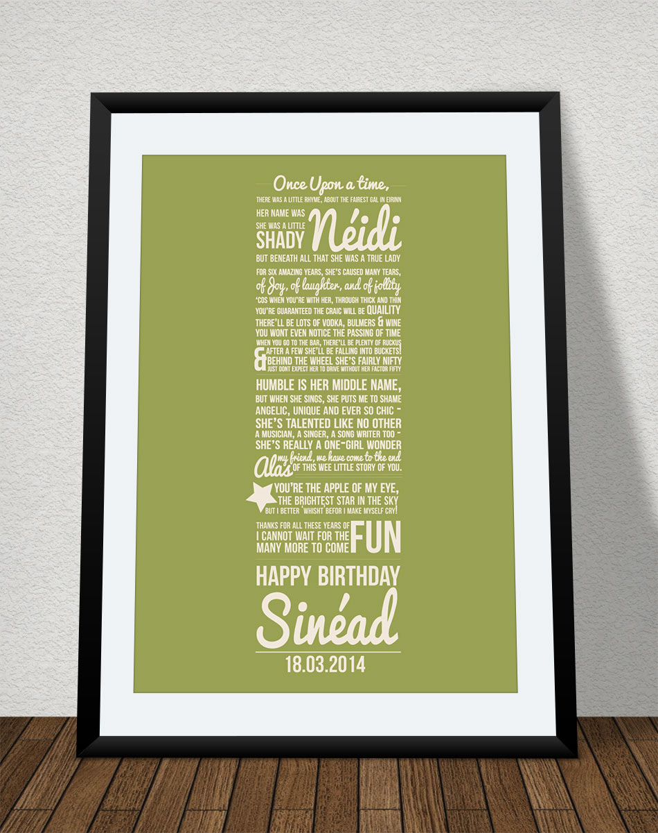 framed print print poem stacked type Birthday