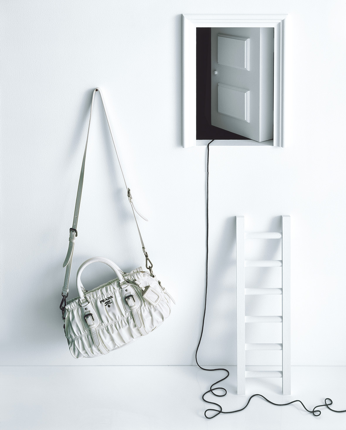 White door accessories editorial still life stairs Amica Magazine