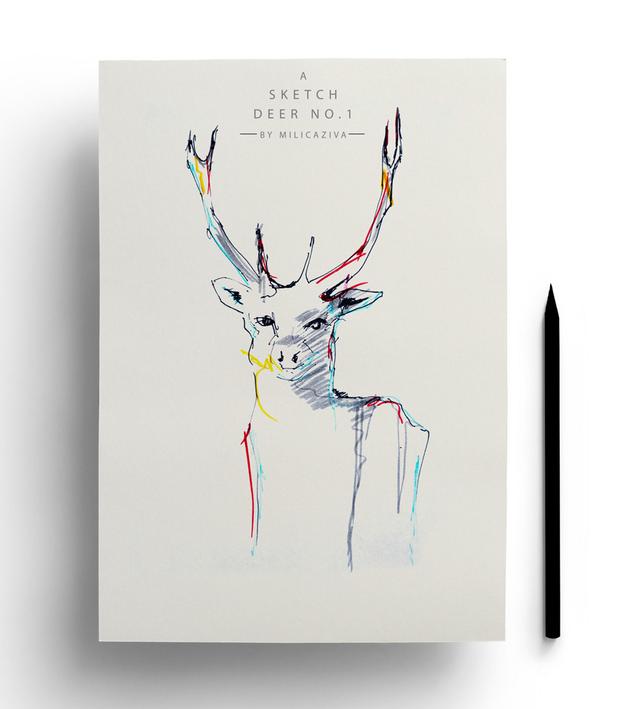 drawings sketches deer doodle milicaziva roe rain deer Hipster Pool