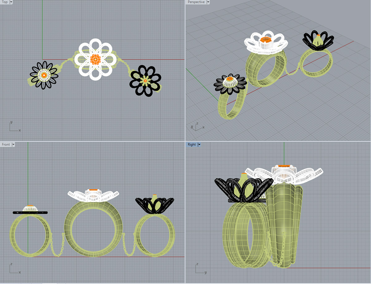 Rhino keyshot 3D Rendering modeling jewelry Citrine