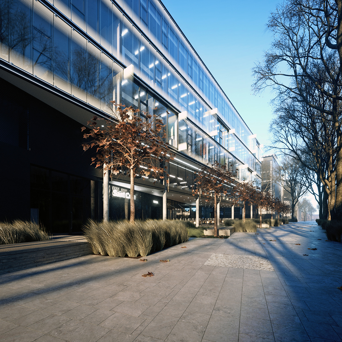 Lviv submarine Mixed-Use Office parking Competition visualization corona renderer ArchiCAD