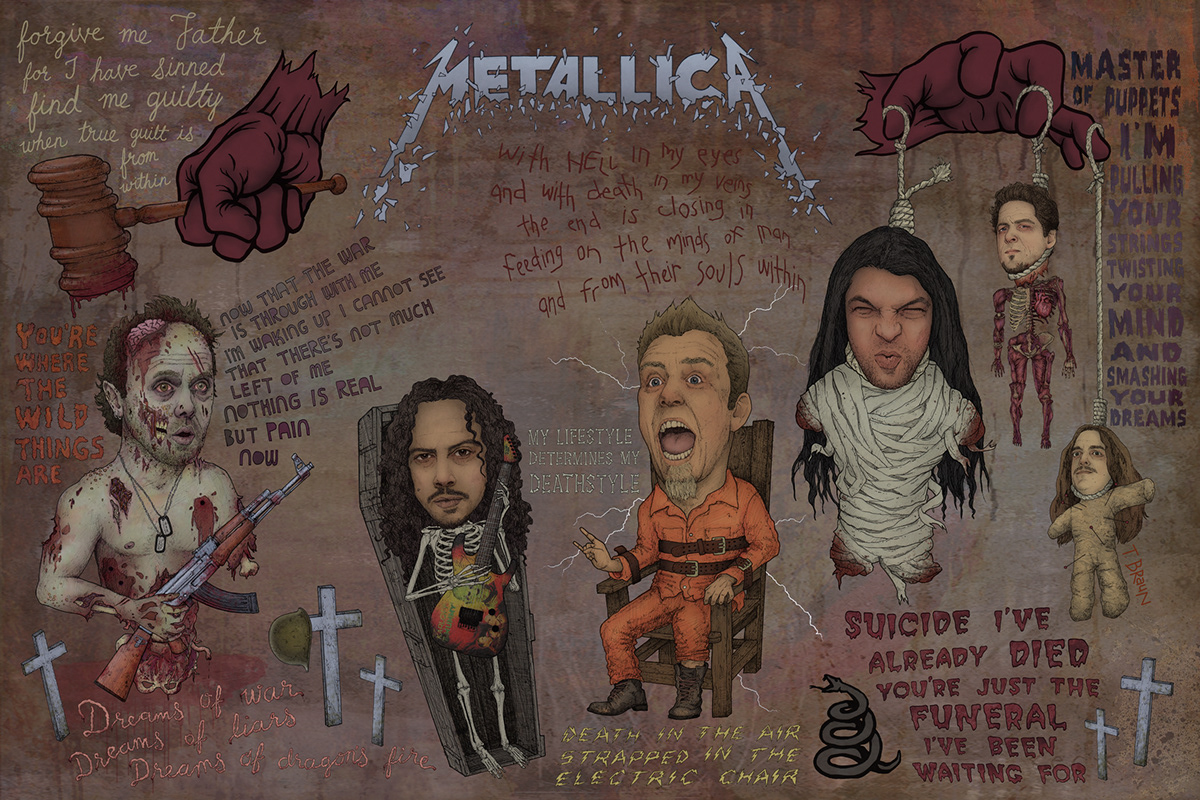 Metallica music poster  limited edition print  mixed media  gig poster rock n roll Pop Art  travis braun T Braun Art