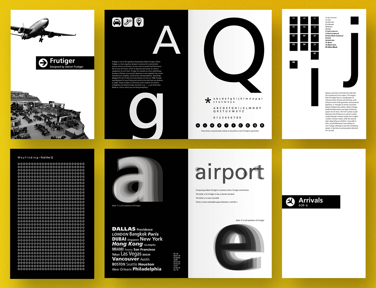 graphic design  print frutiger typography   book design airport Poster Design poster book letters