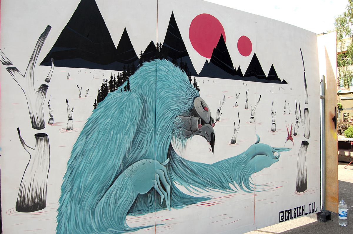 Mural gloucester paint jam creature humming bird turquoise Landscape