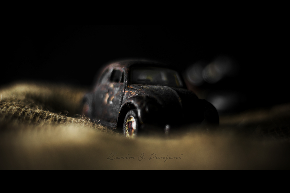 Miniature antique model Travel wood vintage background digital art dark