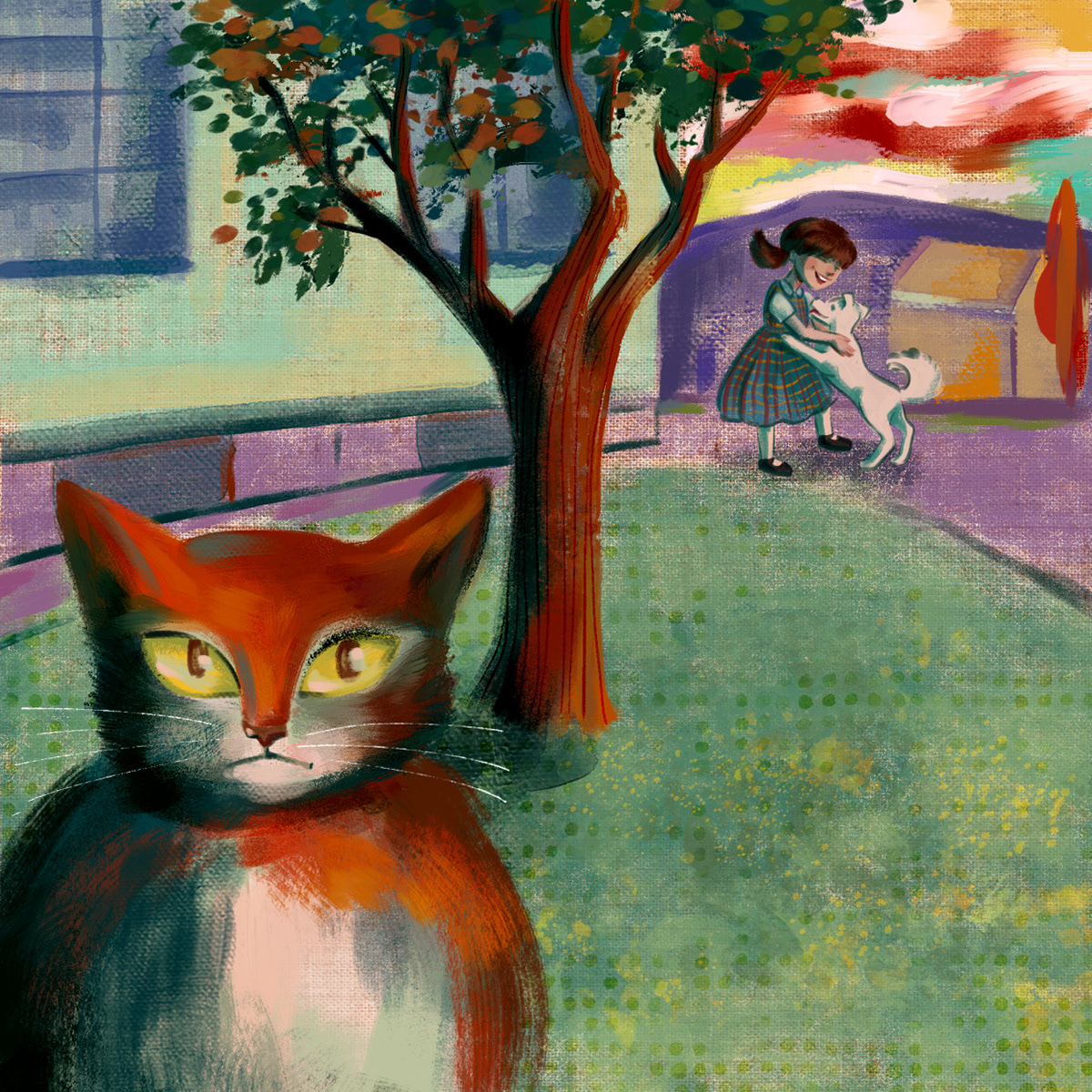Cat drawing challenge Digital Art  Edvard Munch Parody jealousy Oil Painting canvas ILLUSTRATION  painting  