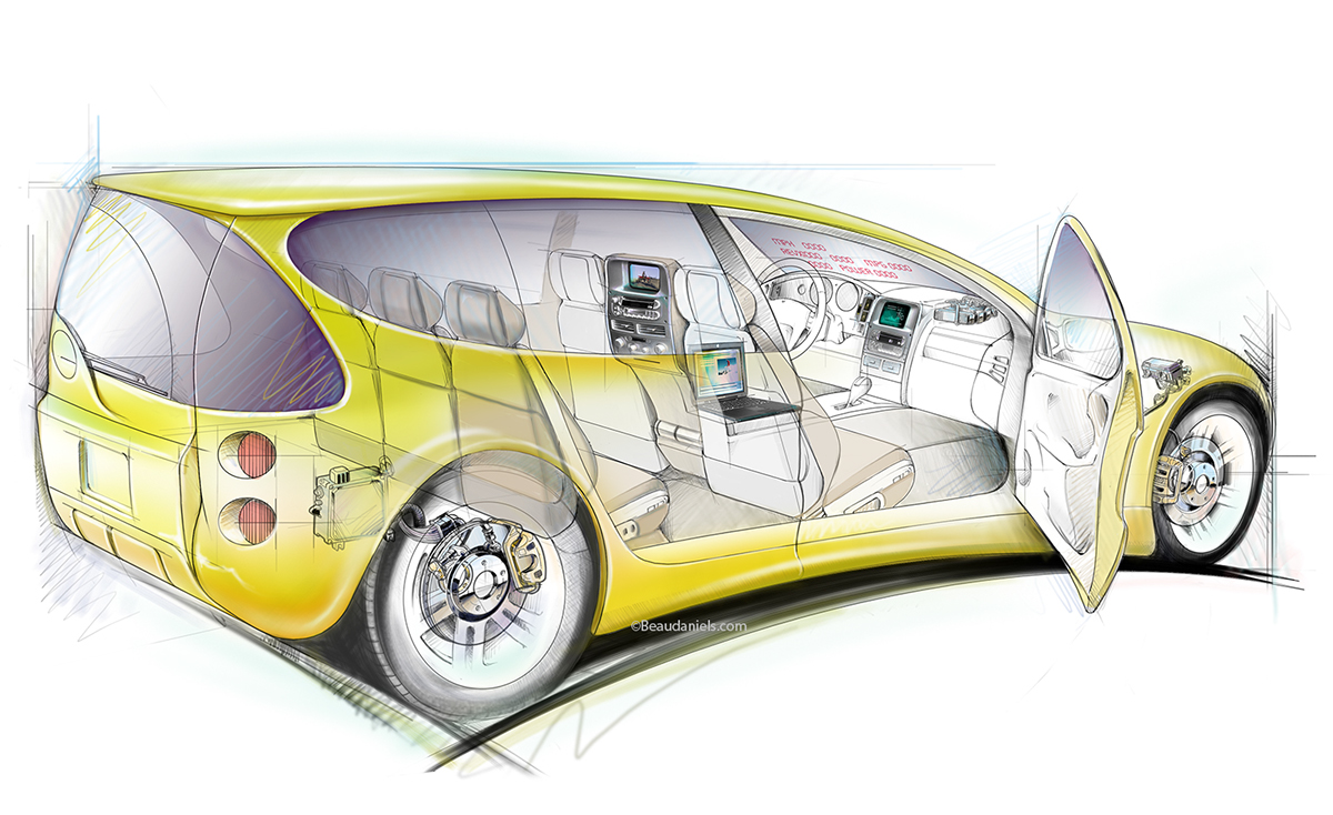 stock car illustrations. stock vehicle illustration technical cutaway Transport