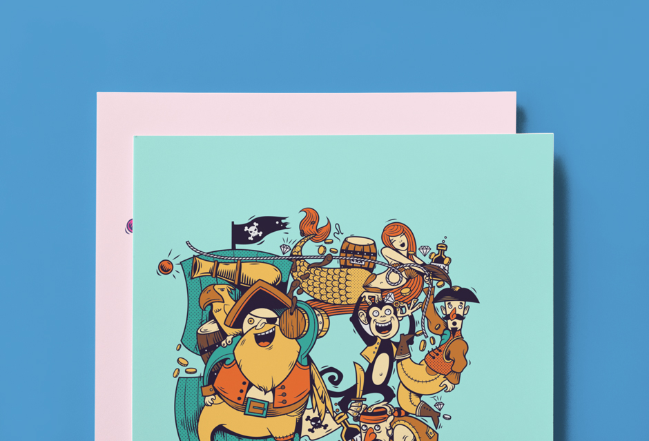 Adobe Portfolio pirates Grog mermaid flag Rum gold rings monkey