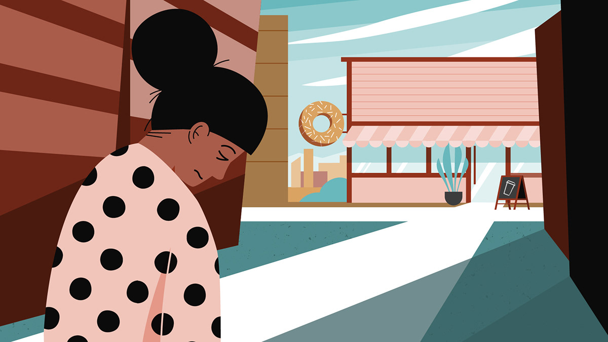 Adobe Portfolio Coffee coffee shop Donuts skateboard girl Character design  food illustration illustrationformotion schoolofmotion