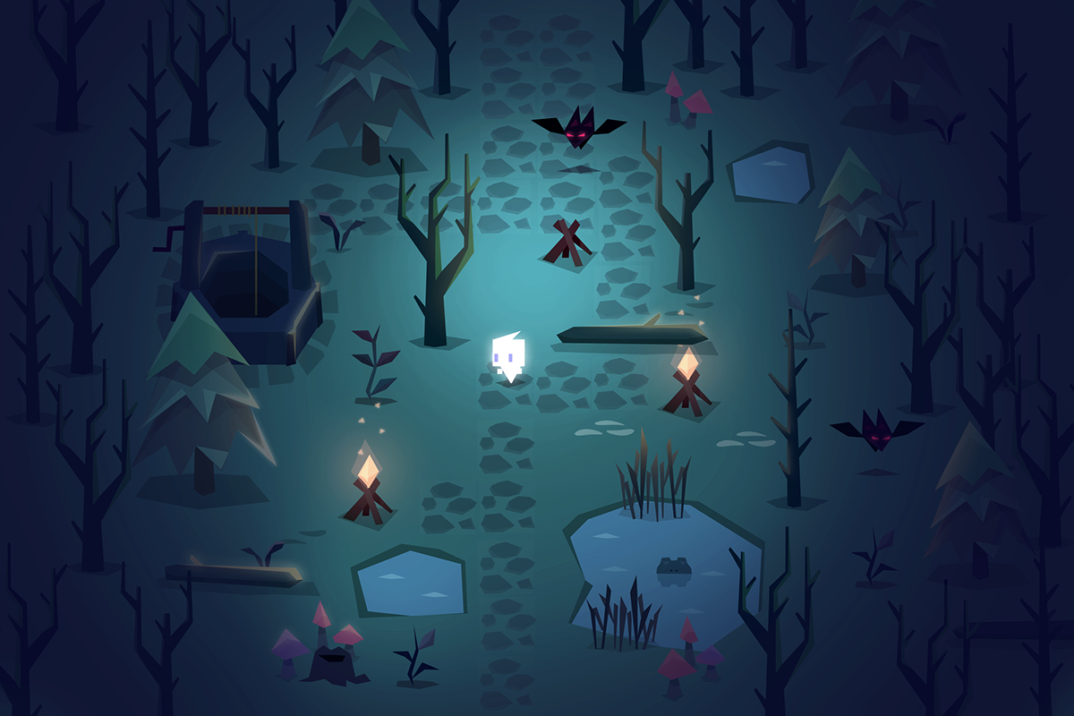 mobile game dark woods mystery ghost indie
