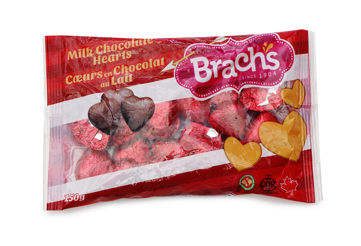 Candy valentines brach's red pillow bag  design CONFECTIONARY package design 