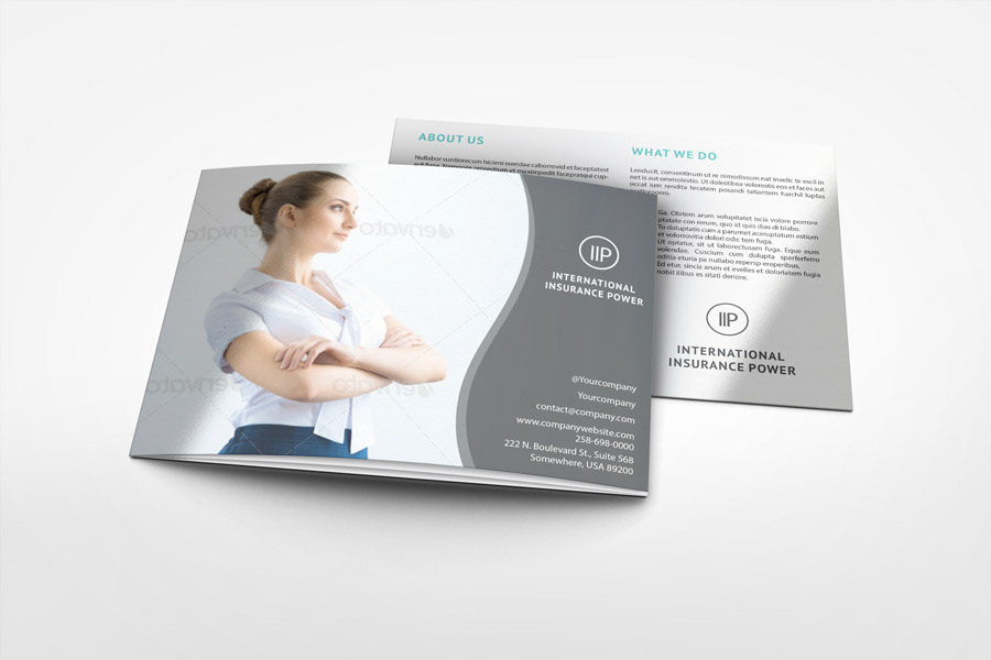3xA5 a5 blue brochure business clean Company Brochure coporate folded InDesign modern simple tri-fold