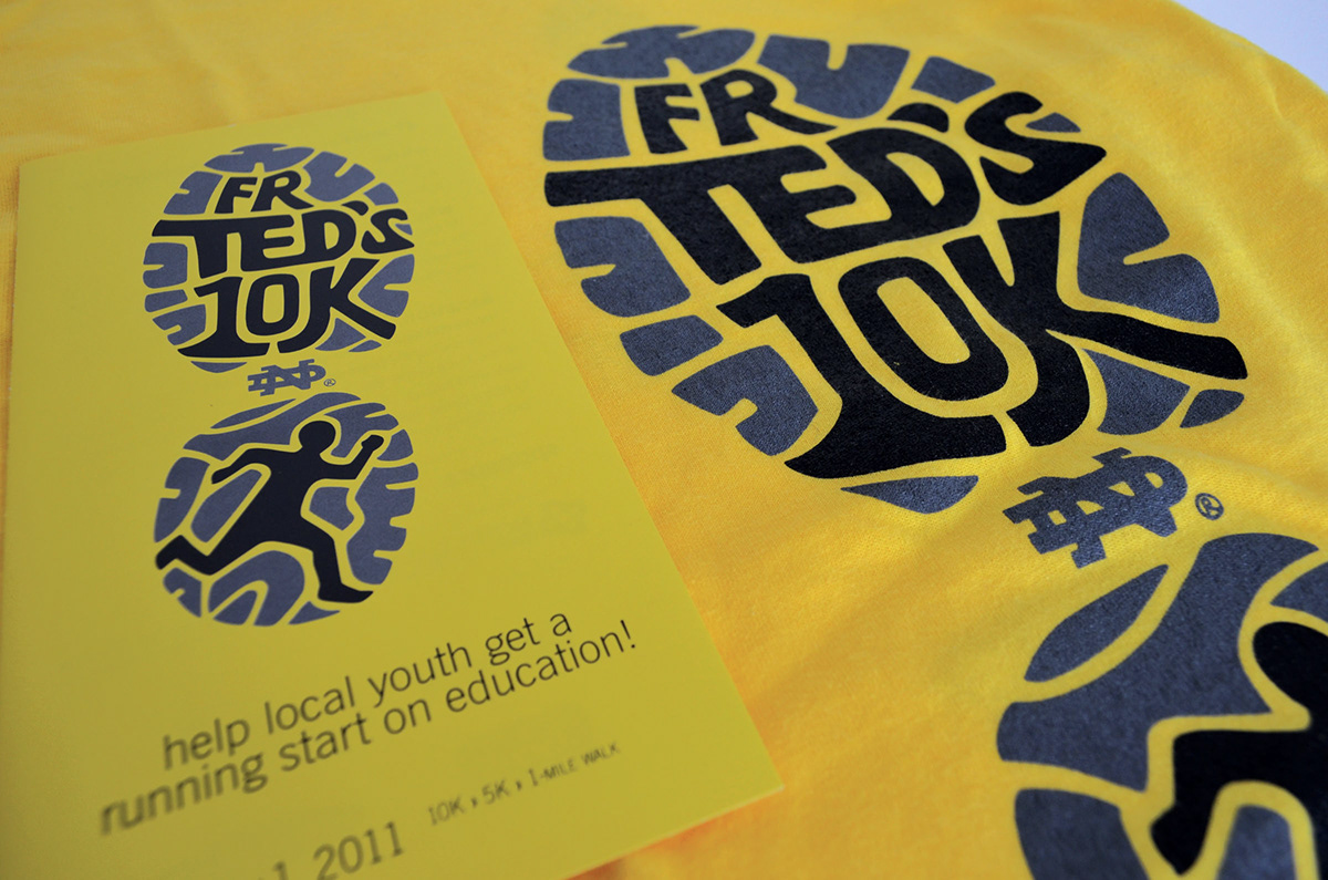 notre dame Trio Program 10k brochure poster logo t-shirt running Education fundraiser