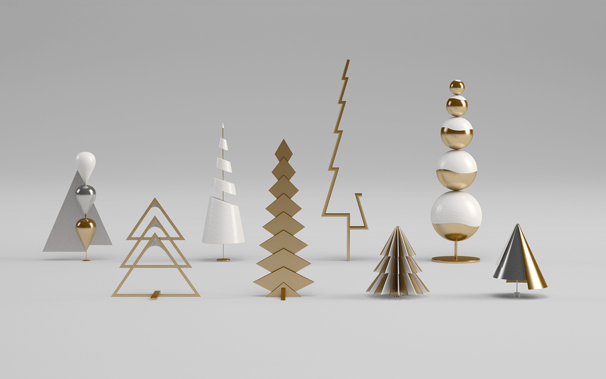 3D CGI diamond  luxury Christmas Tree 