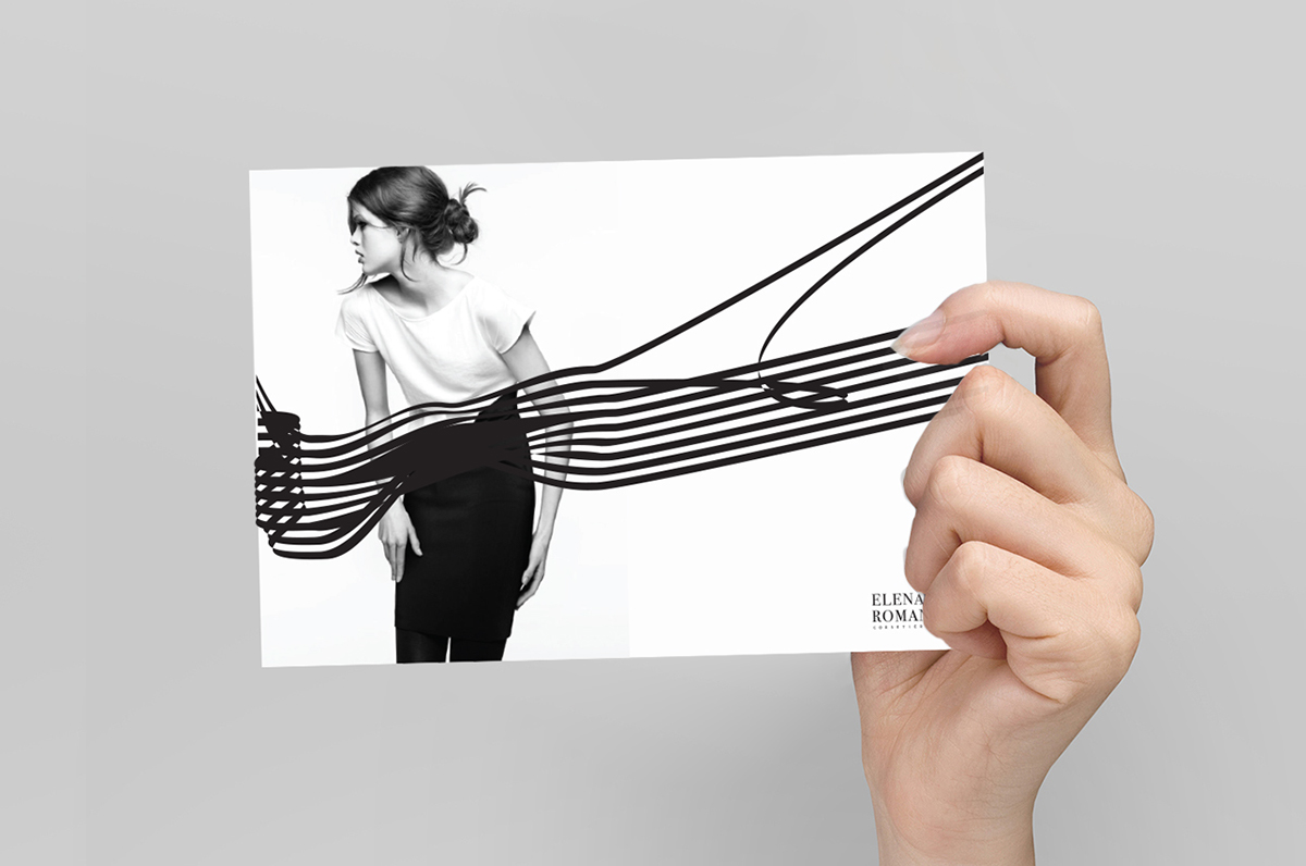 Black&white opp-art strip line corsetiere woman identity illusion