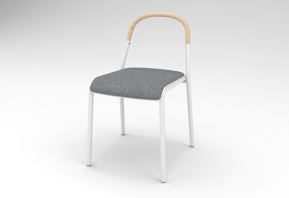 stacking chair upholstered bent wood minimal
