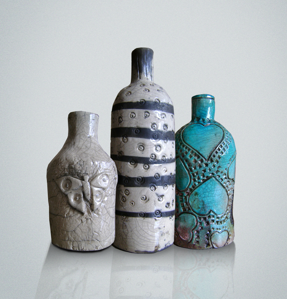 bottle Raku ceramics 