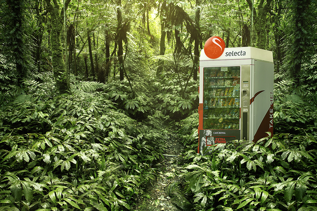 desert rainforest forest North Pole vending machine photomanipulation photoshop poster Photo Manipulation 