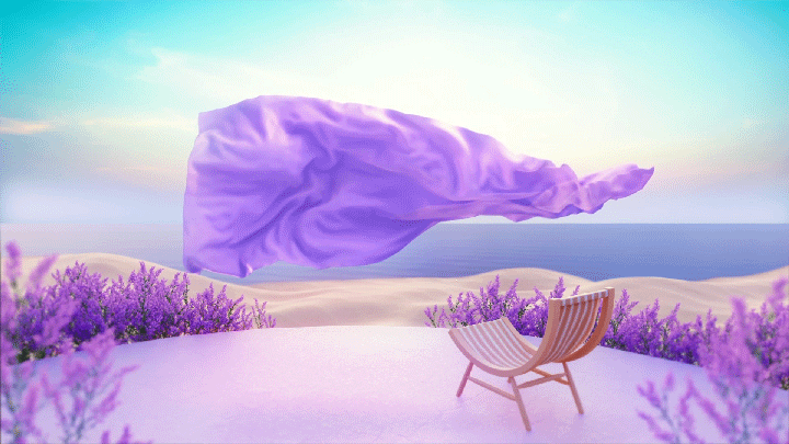 3D CGI chill fabric lavender meditation Nature relax vfx Visual Effects 