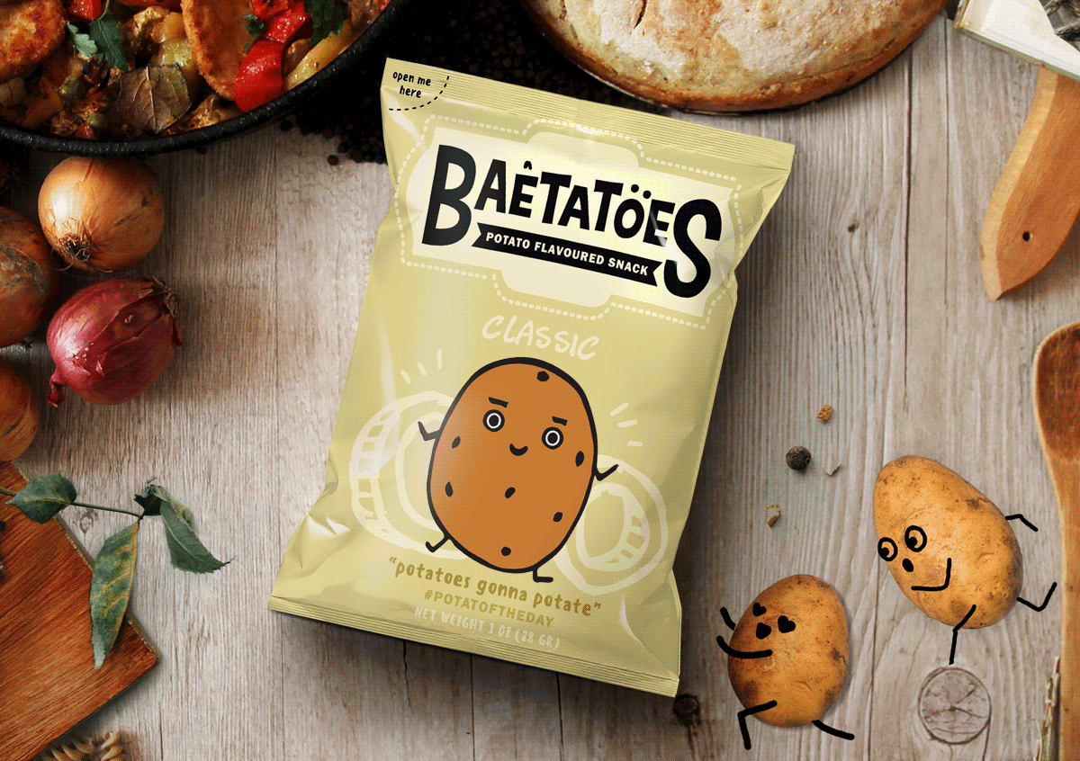 potatoes snack chips Packaging cute doodle creative Love Food  quote